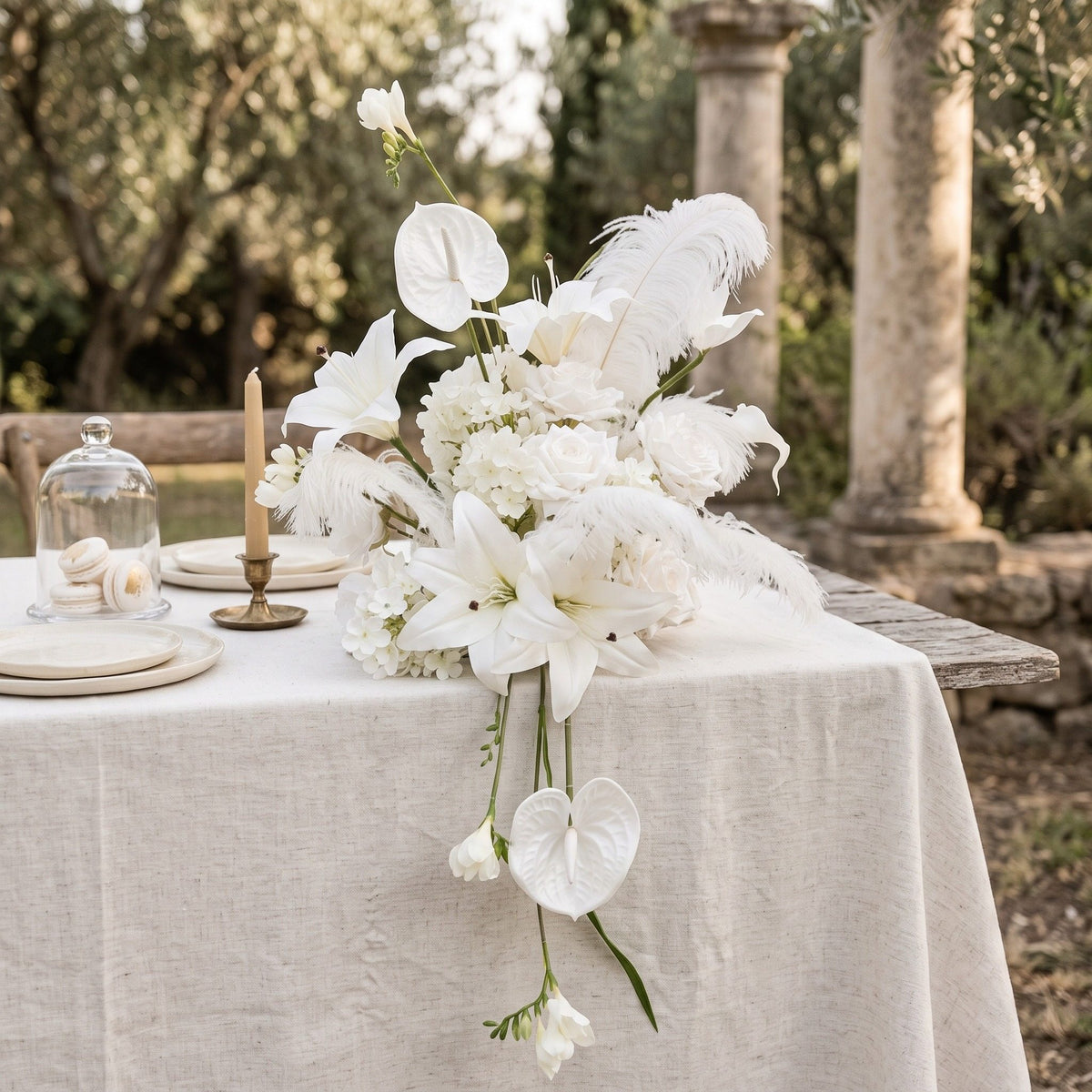 Roseytime White Table Flower Arrangement #RTT042