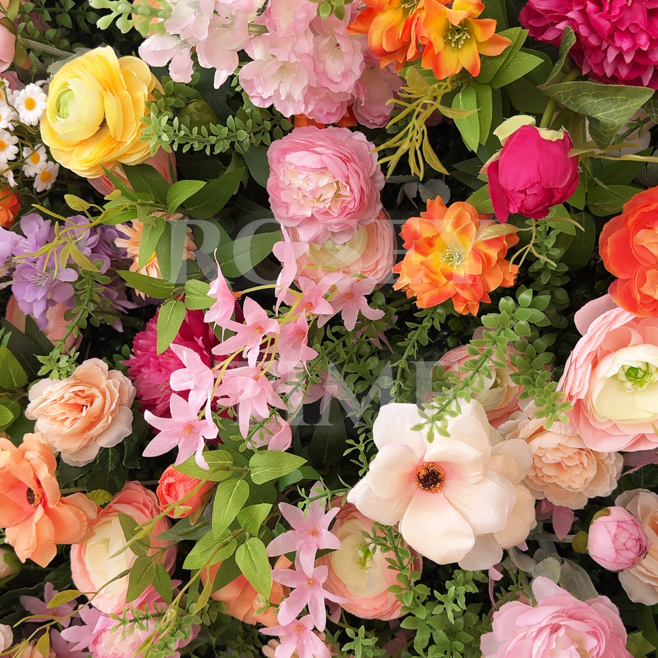 Roseytime 5D Sunset Flower Wall Roll Up Fabric Back #RTW328