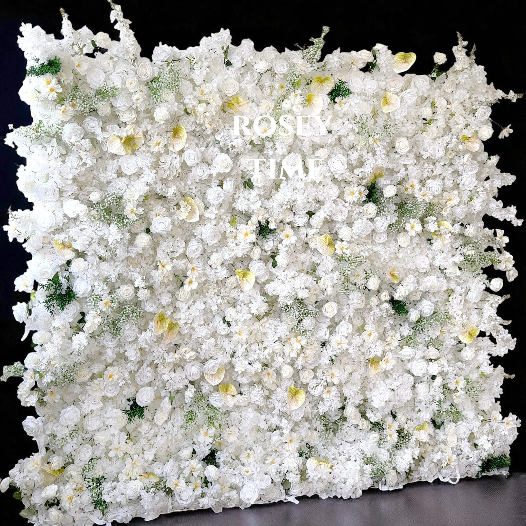 Roseytime 5D White Flower Wall Roll Up Fabric Back #RTW317