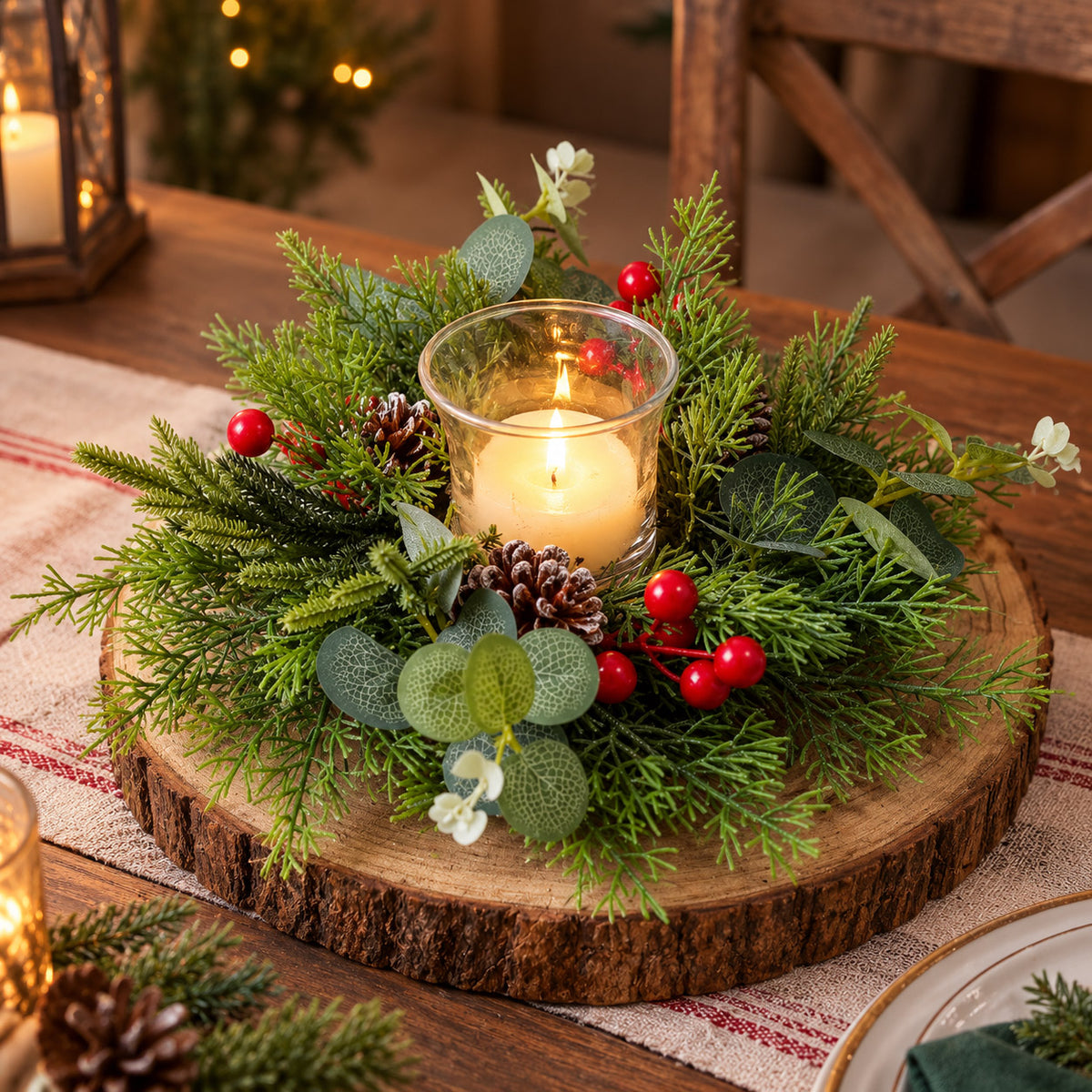 (10pc) Christmas Candle Floral Centerpieces | RoseyTime #RTXC003