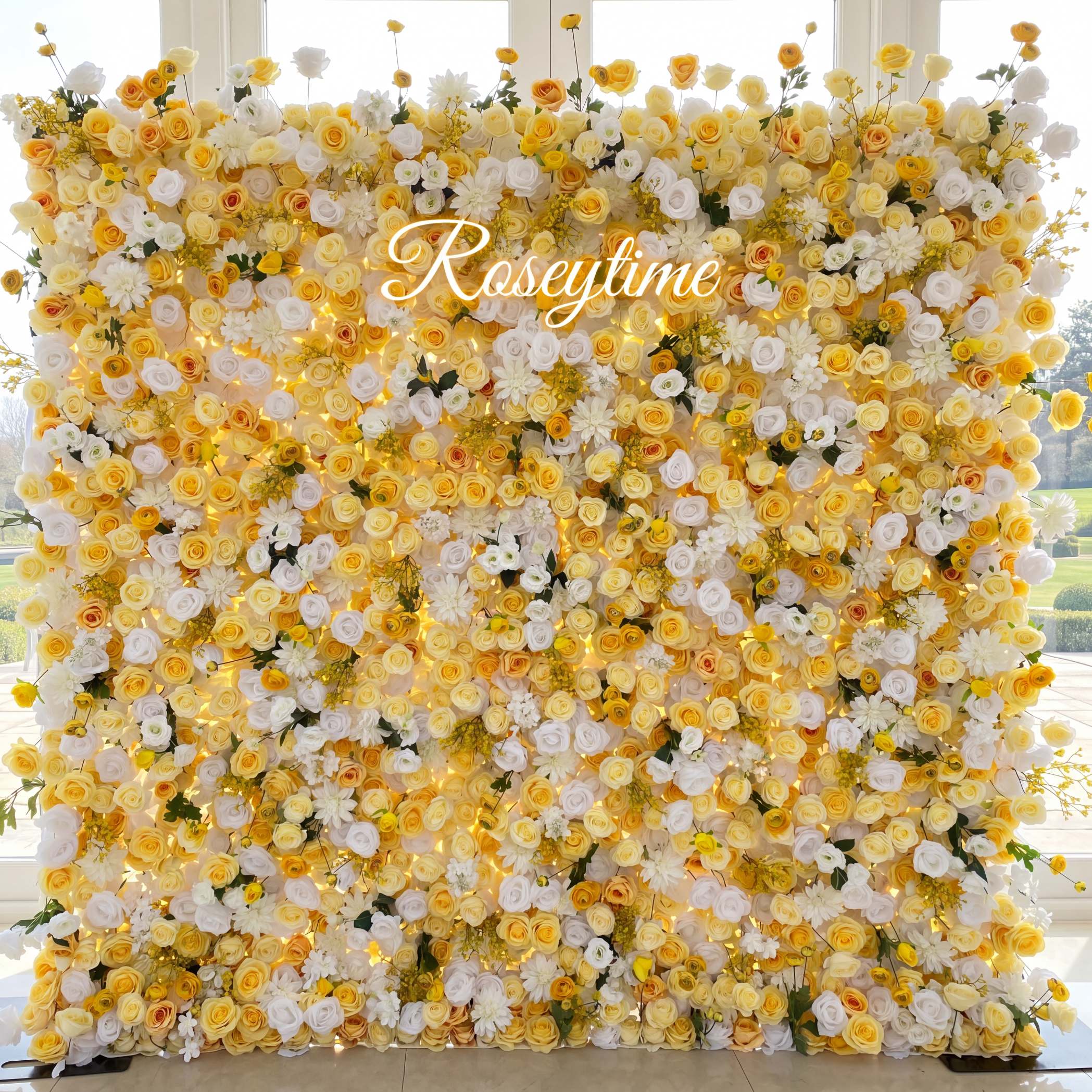 Roseytime 5D Yellow Flower Wall Roll Up Fabric Back #RTW064