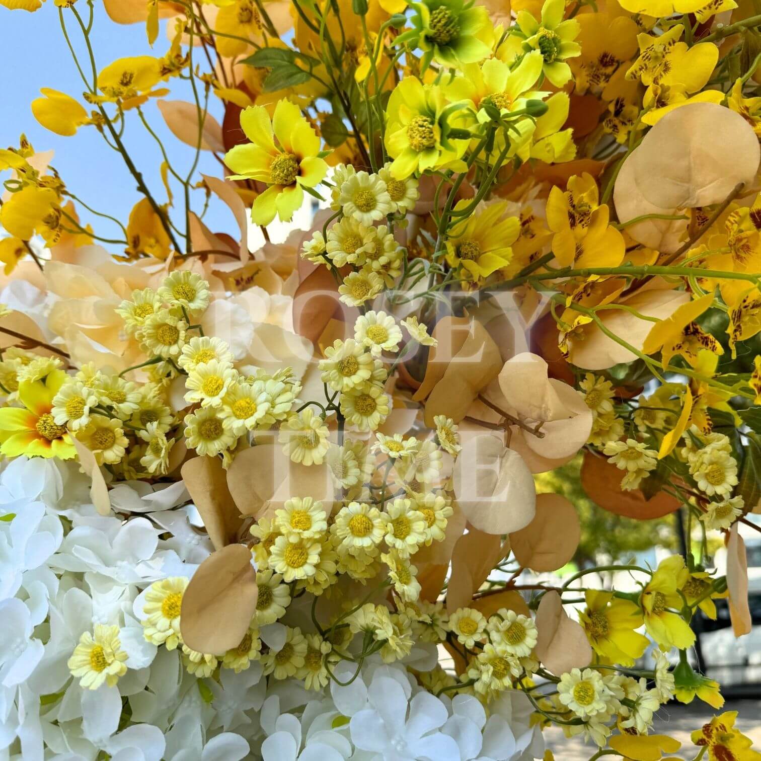 RoseyTime Green Yellow Flower Pillars Arch with Frame #RTP036