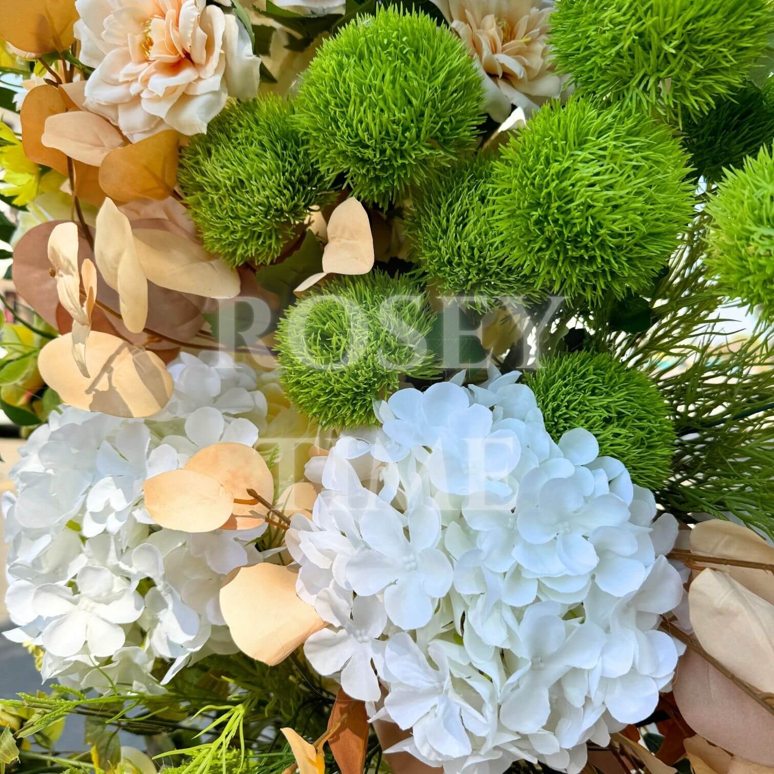 RoseyTime Green Yellow Flower Pillars Arch with Frame #RTP036