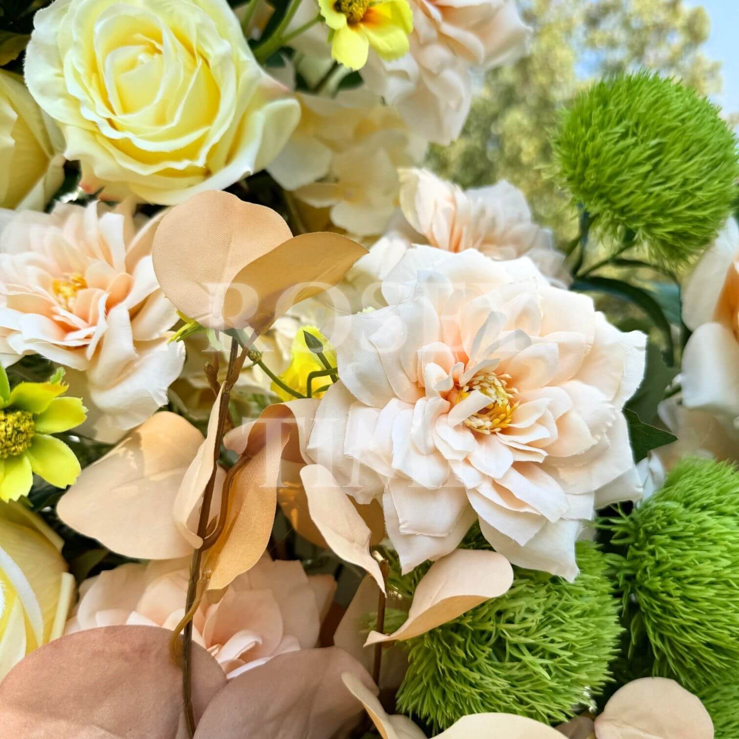 RoseyTime Green Yellow Flower Pillars Arch with Frame #RTP036