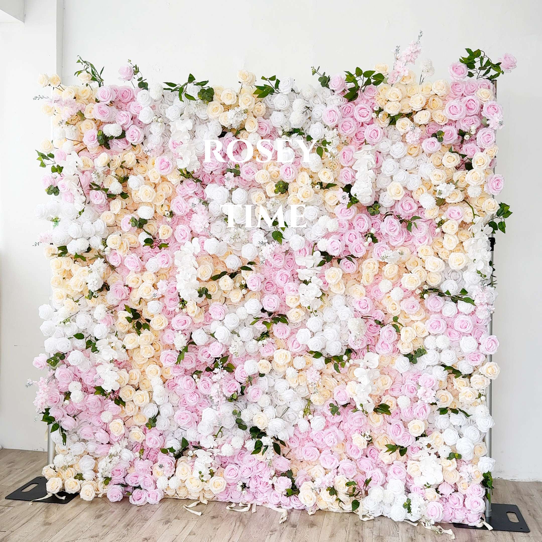 Roseytime 5D Pink&Yellow Flower Wall Roll Up Fabric Back #RTW350
