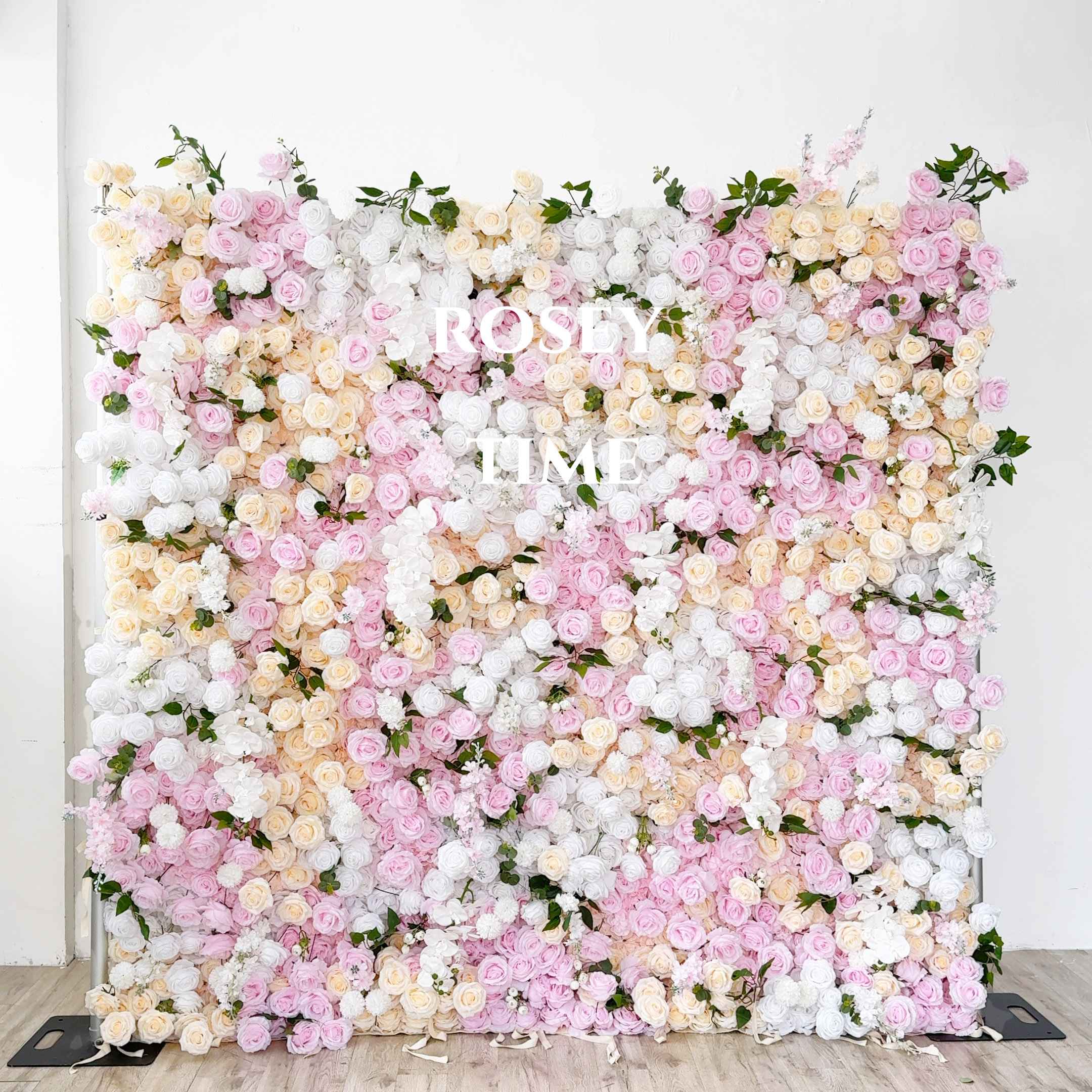 Roseytime 5D Pink&Yellow Flower Wall Roll Up Fabric Back #RTW350
