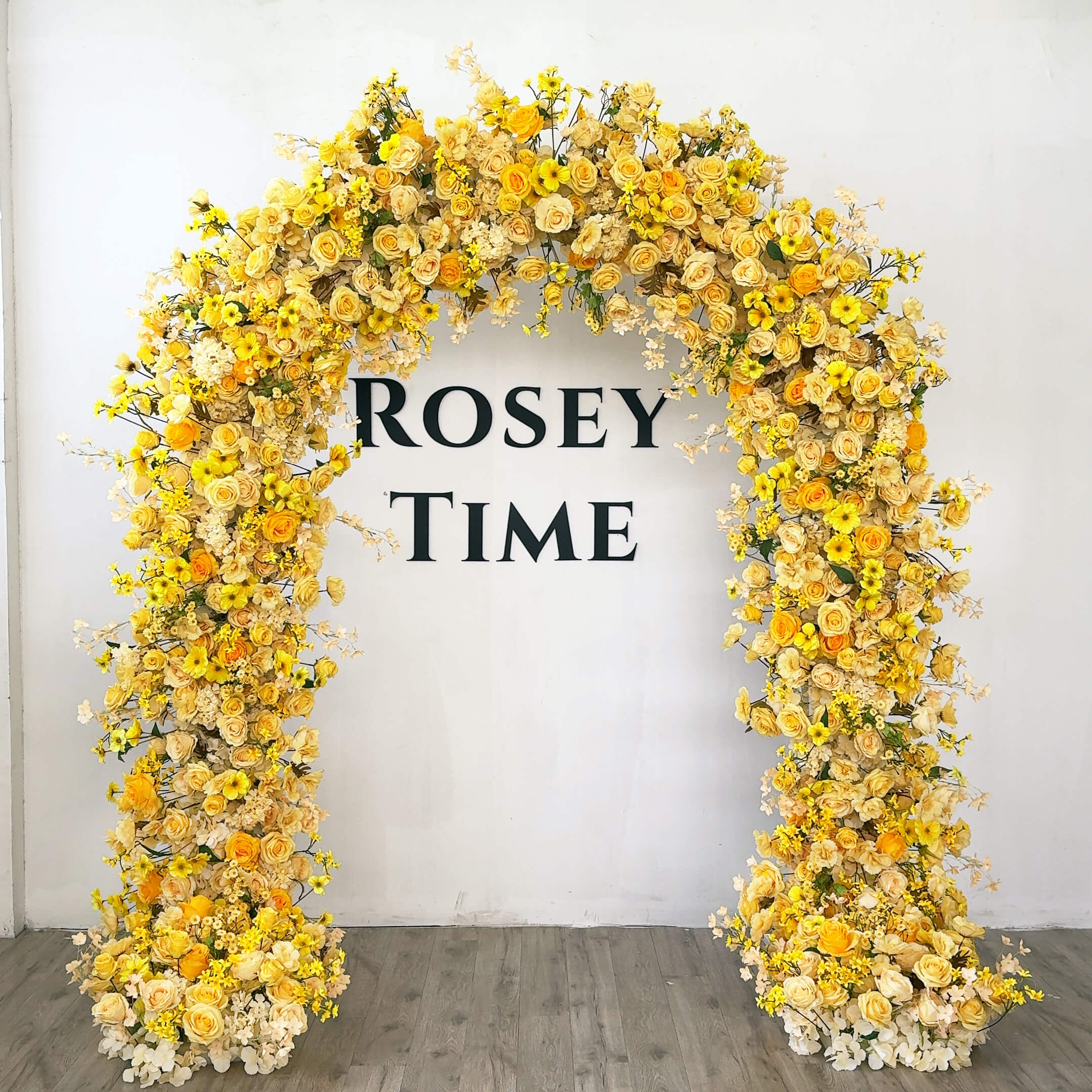 RoseyTime Yellow Flower Round Arch With Frame #RTA092