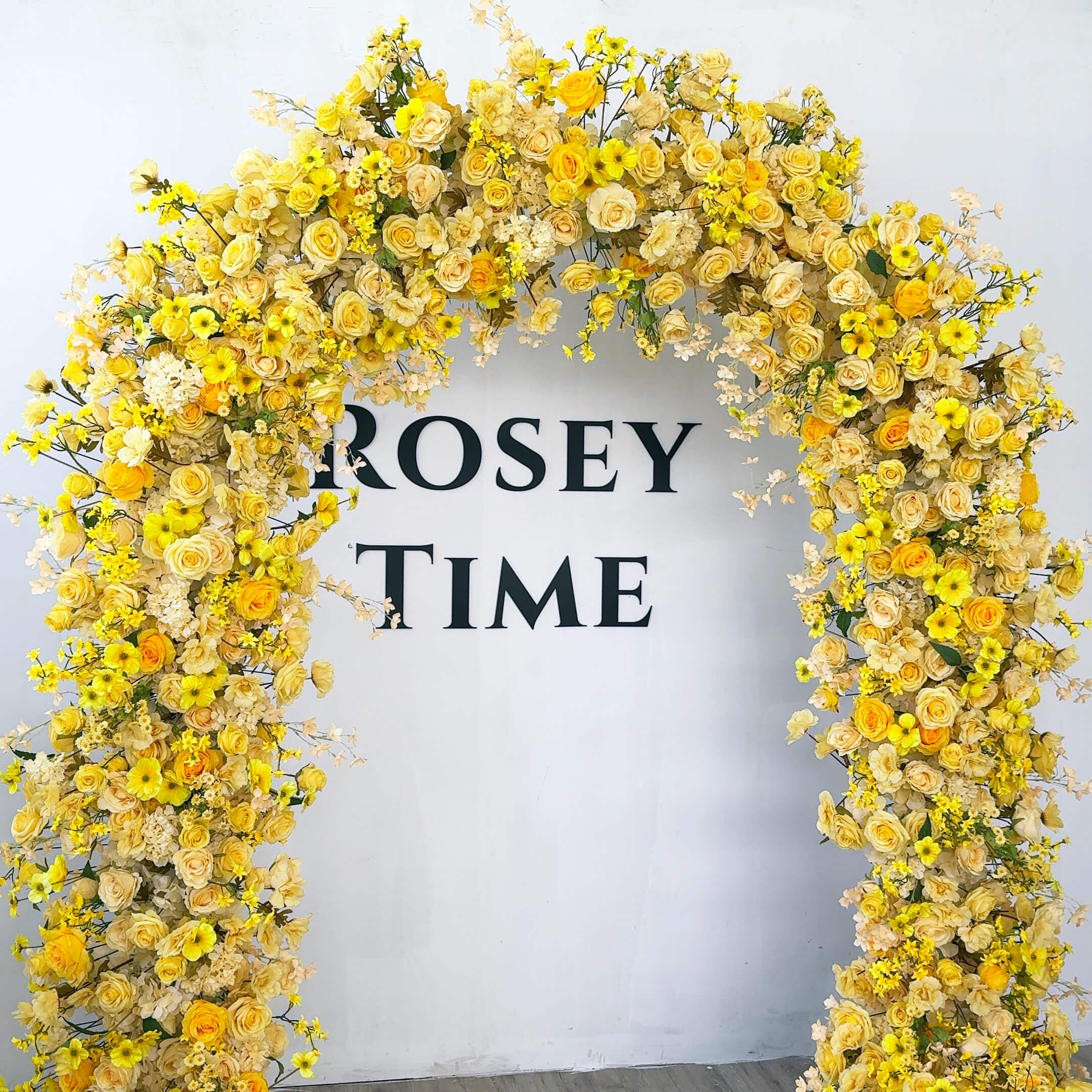 RoseyTime Yellow Flower Round Arch With Frame #RTA092