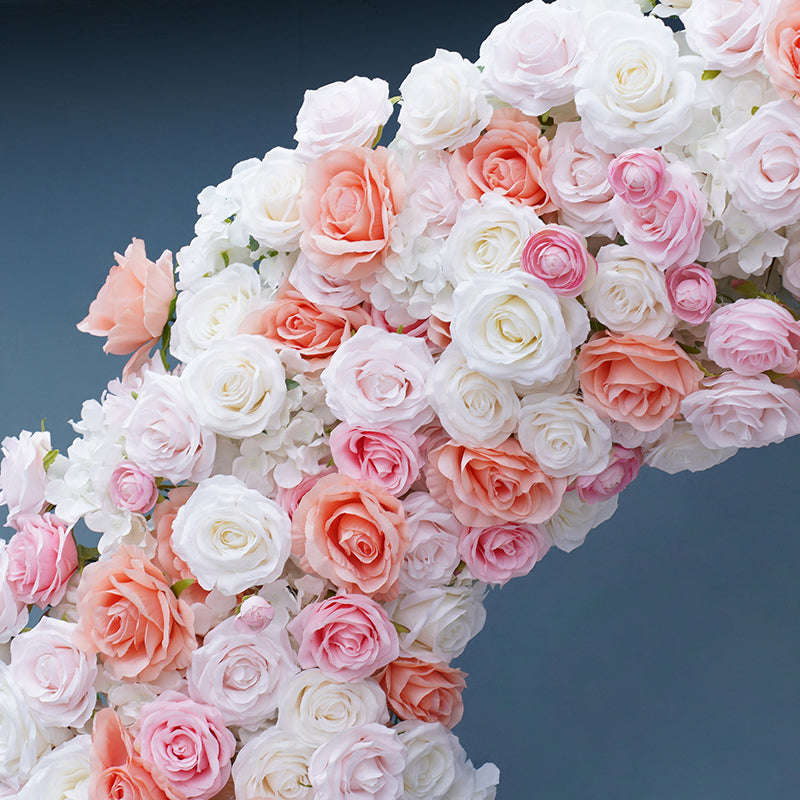 RoseyTime Pink Artificial Flower Circle Arch Fabric Back
