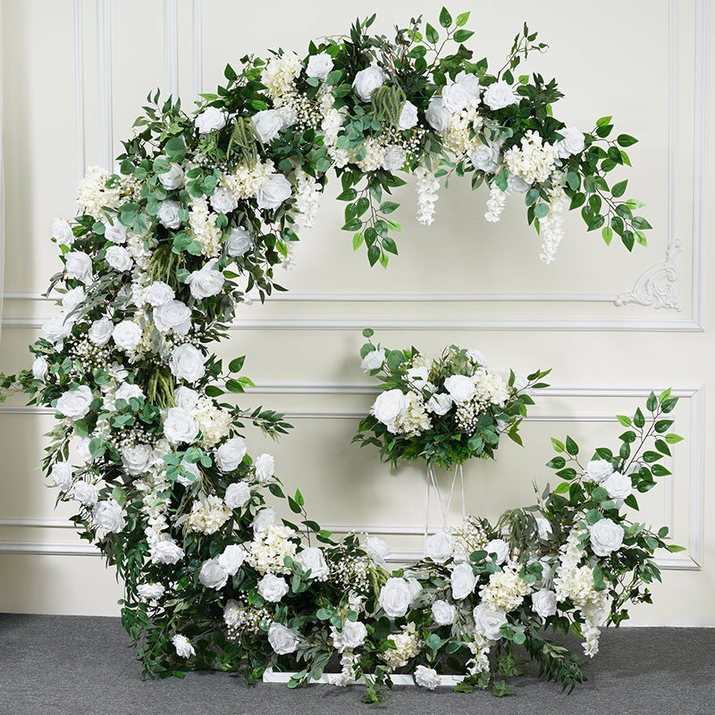 RoseyTime White Green Moon Crescent Arch Fabric Back #RTA054