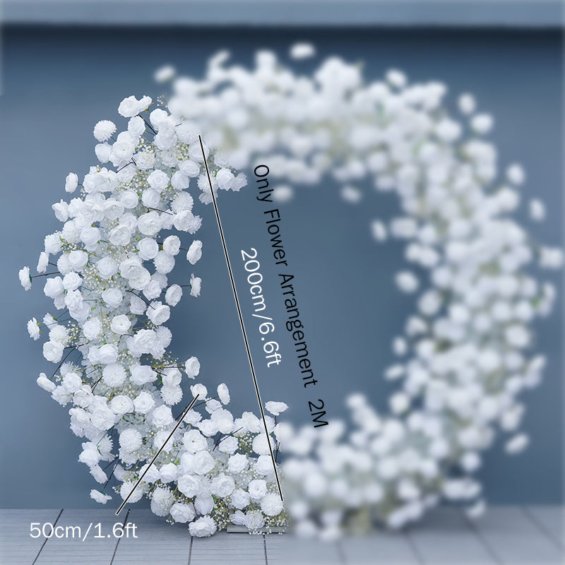 RoseyTime White Baby's breath Circle Flower Arch Fabric Back 6.6*6.6ft