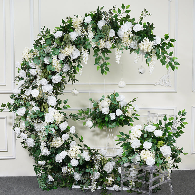 RoseyTime White Green Moon Crescent Arch Fabric Back #RTA054