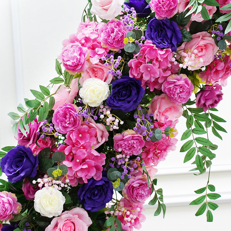RoseyTime Purple Pink Flower Circle Arch Fabric Back