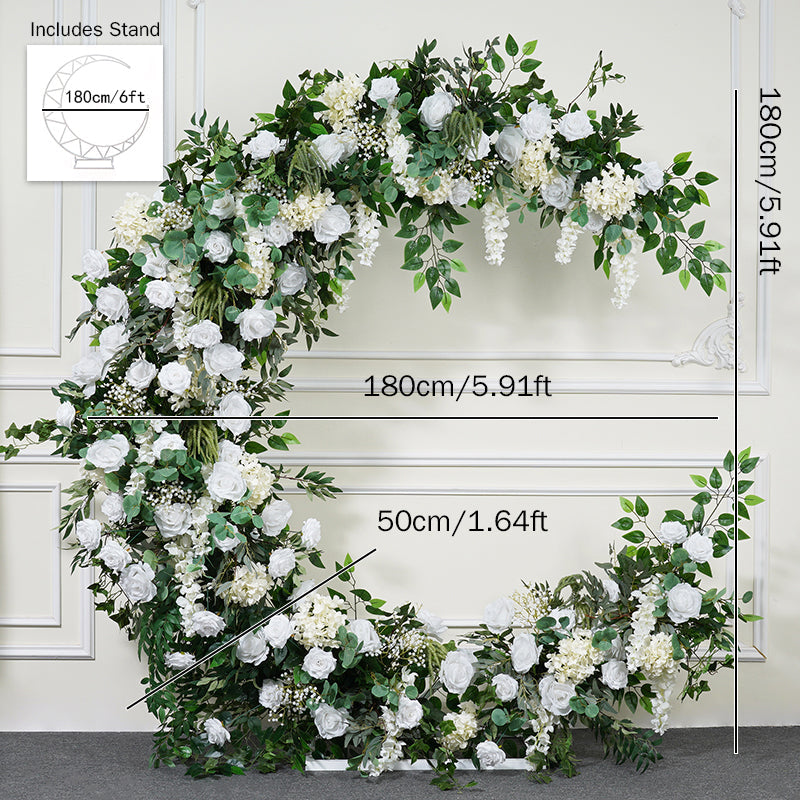 RoseyTime White Green Moon Crescent Arch Fabric Back #RTA054