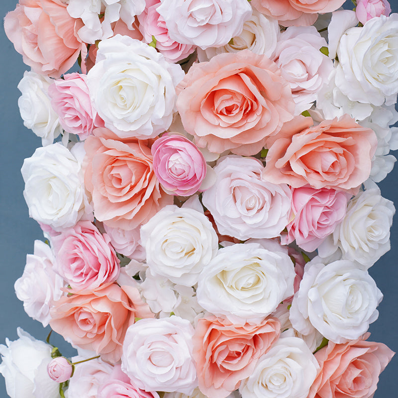 RoseyTime Pink Artificial Flower Circle Arch Fabric Back