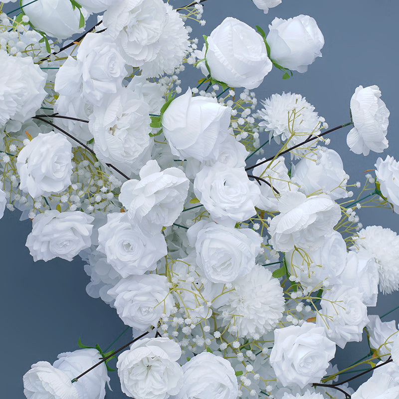 RoseyTime White Baby's breath Circle Flower Arch Fabric Back 6.6*6.6ft