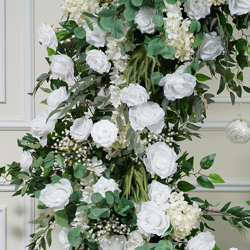RoseyTime White Green Moon Crescent Arch Fabric Back #RTA054