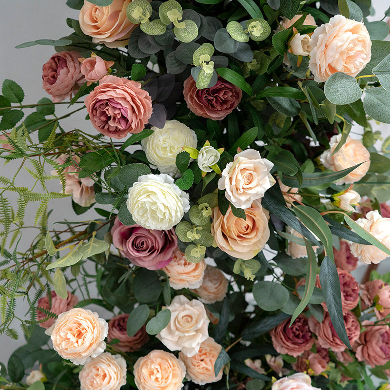 RoseyTime Wedding Burgundy Flower Round Arch With Frame #RTA062