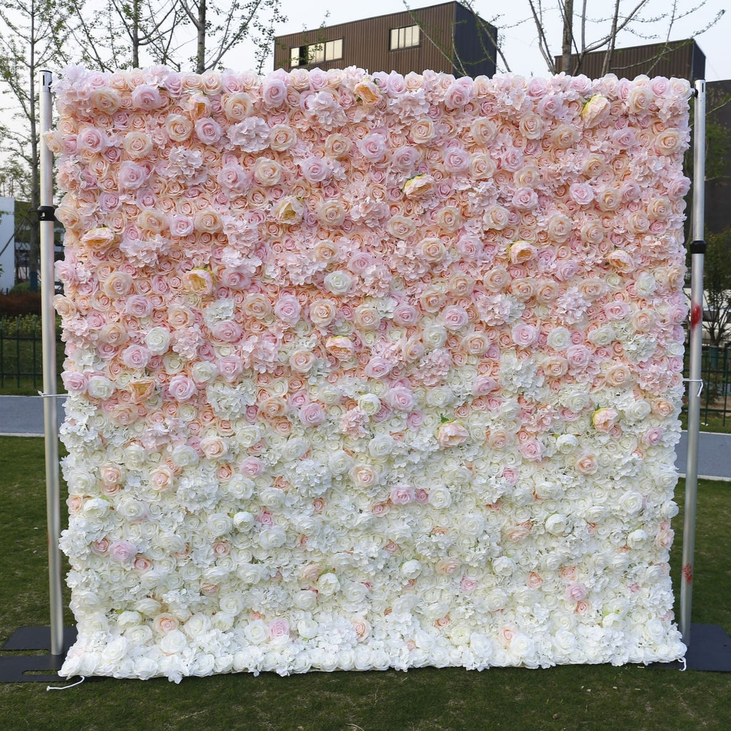 Roseytime 2D Pink Gradient Flower Wall Roll Up Fabric Back #RTW085, image size:1024x1024
