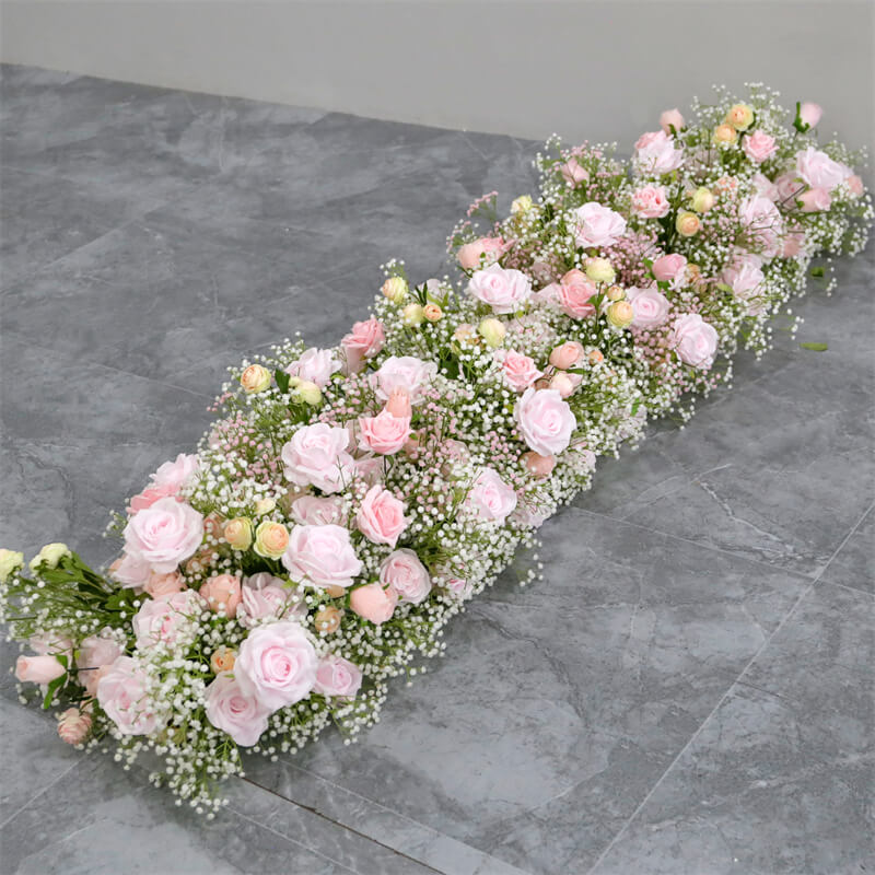 Roseytime Pink Baby's Breath Flower Runner Table Flower Decor#RTR024