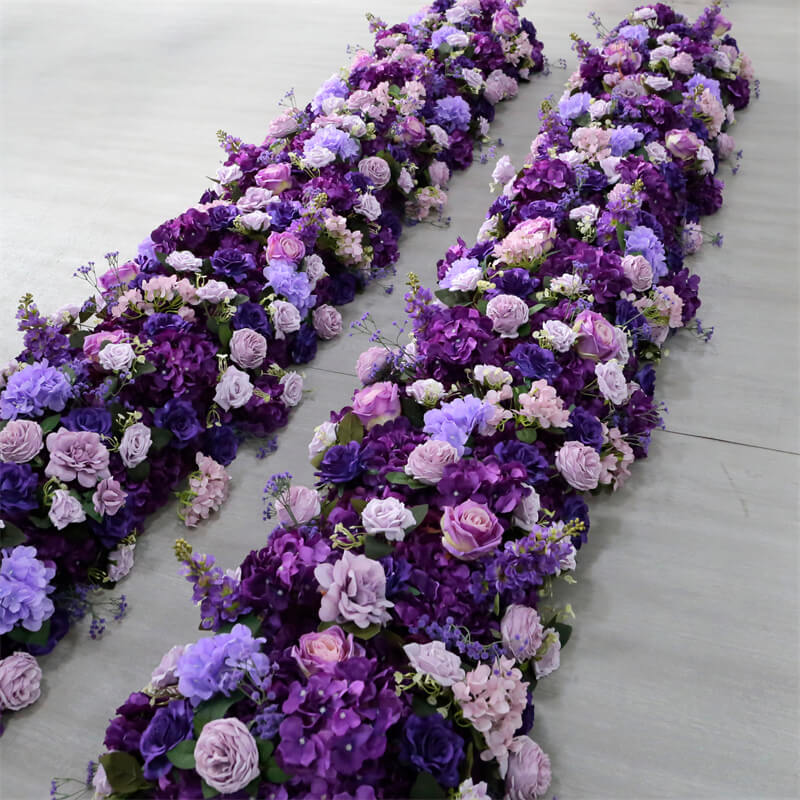 Roseytime Purple Flower Runner Table Flower Decor#RTR025