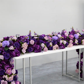 Roseytime Purple Flower Runner Table Flower Decor#RTR025