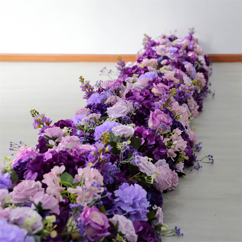 Roseytime Purple Flower Runner Table Flower Decor#RTR025