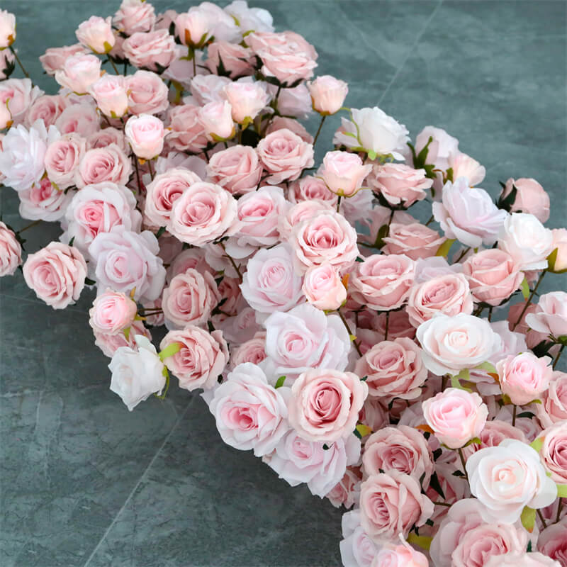 Roseytime Pink Roses Wedding Flower Runner Table Flower Decor#RTR030