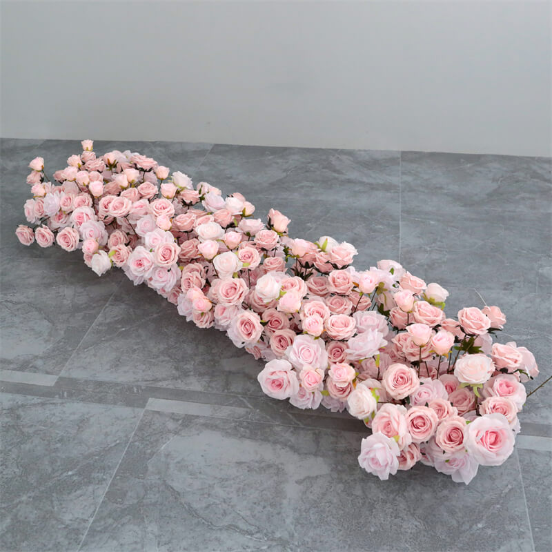 Roseytime Pink Roses Wedding Flower Runner Table Flower Decor#RTR030