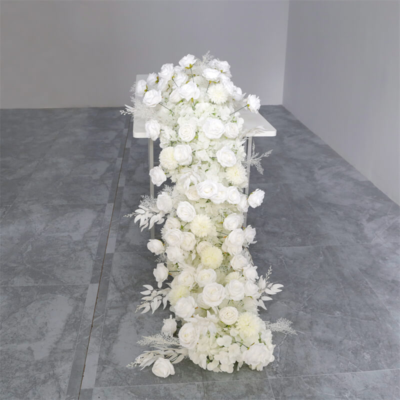 Roseytime White Wedding Flower Runner Table Flower Decor#RTR035