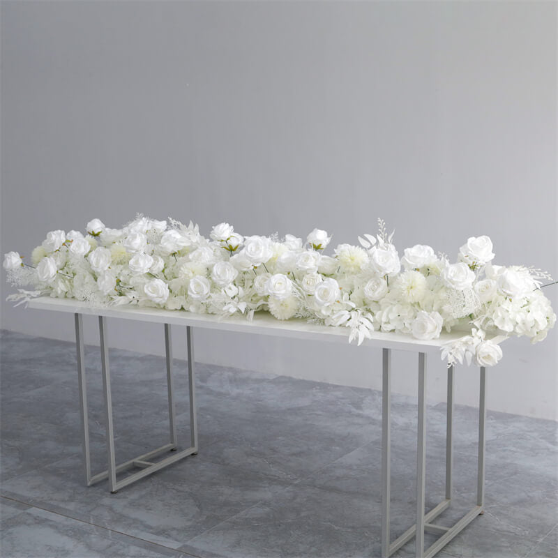 Roseytime White Wedding Flower Runner Table Flower Decor#RTR035