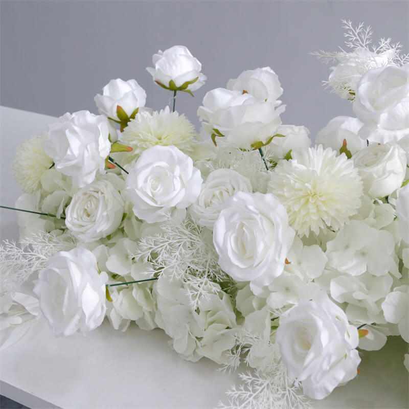 Roseytime White Wedding Flower Runner Table Flower Decor#RTR035