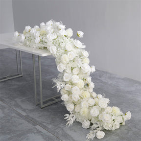 Roseytime White Wedding Flower Runner Table Flower Decor#RTR035