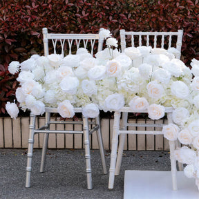 Roseytime White Roses Wedding Flower Runner Table Flower Decor#RTR036