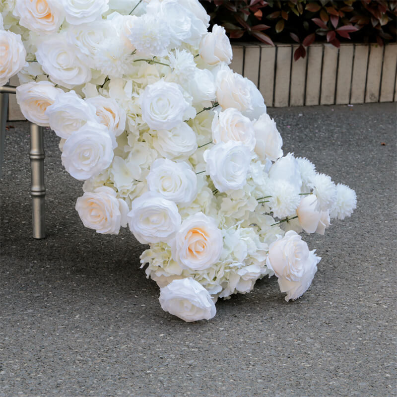 Roseytime White Roses Wedding Flower Runner Table Flower Decor#RTR036