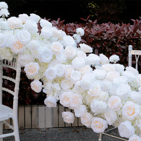 Roseytime White Roses Wedding Flower Runner Table Flower Decor#RTR036