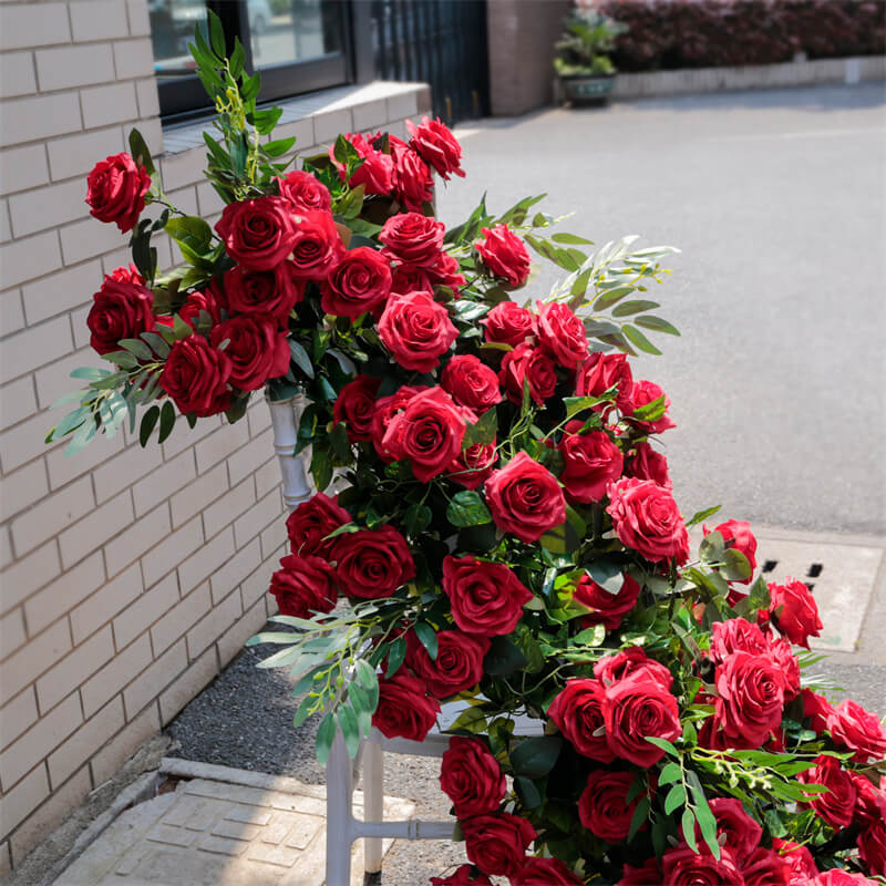 Roseytime Red Flower Runner Table Flower Decor#RTR038