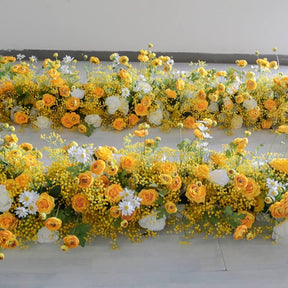 Roseytime Yellow Flower Runner Table Flower Decor#RTR039