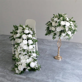 Roseytime White&Green Wedding Flower Runner Table Flower Decor#RTR040