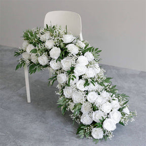 Roseytime White&Green Wedding Flower Runner Table Flower Decor#RTR040