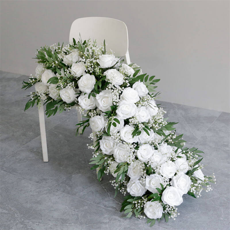 Roseytime White&Green Wedding Flower Runner Table Flower Decor#RTR040