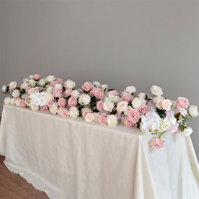 Roseytime Light Pink Flower Runner Table Flower Decor#RTR041