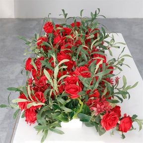 Roseytime Red Flower Runner Table Flower Decor#RTR045