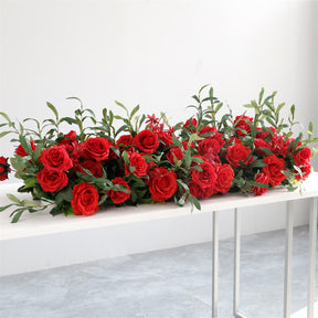 Roseytime Red Flower Runner Table Flower Decor#RTR045