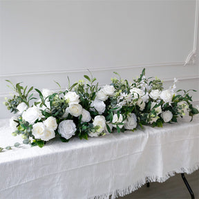 Roseytime White&Green Flower Runner Table Flower Decor#RTR046