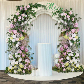 RoseyTime Flower Pillars Arches Green pink Flower With Frame #RTP033