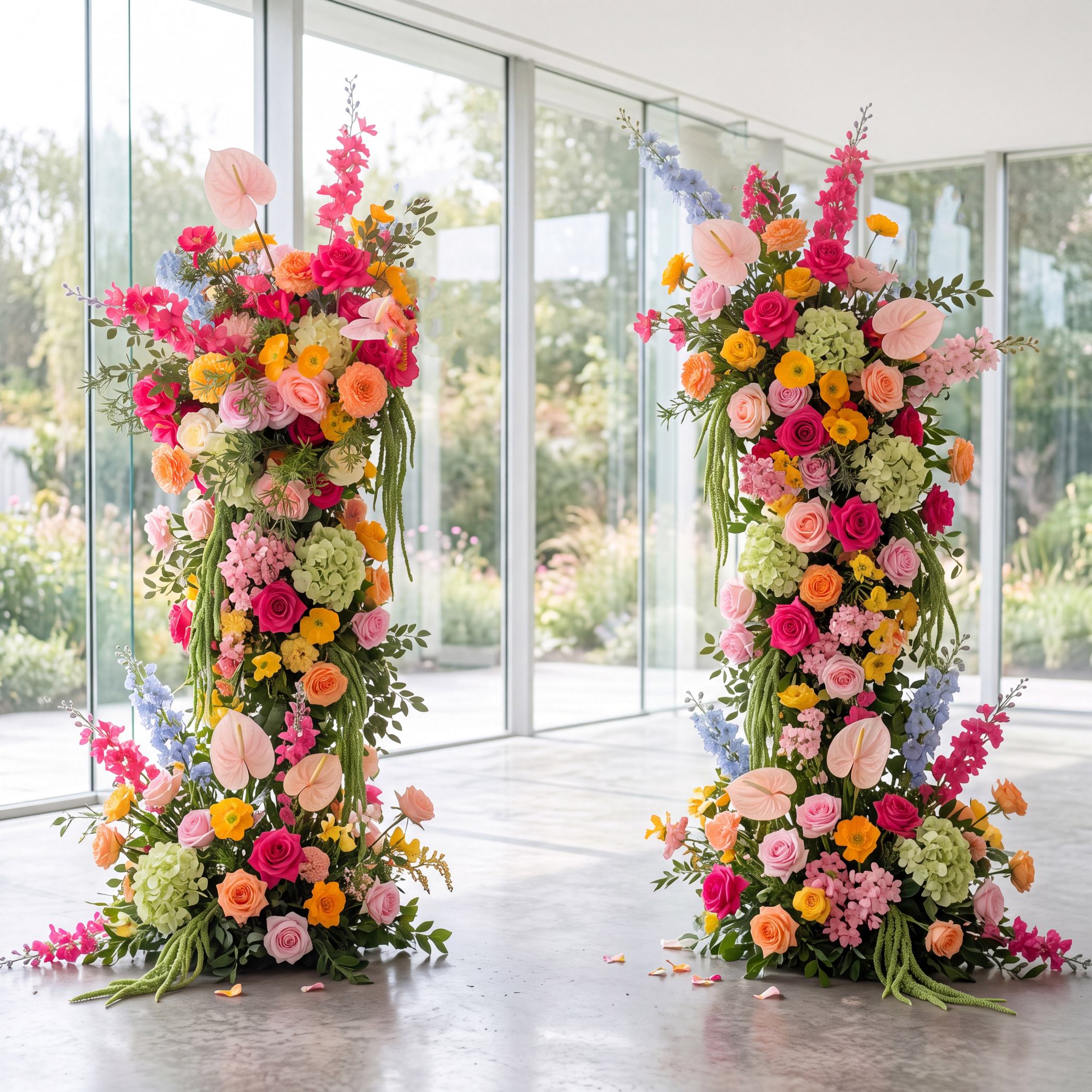 Roseytime Vivid Drapel Flower Pillars Arch with Frame #RTP144