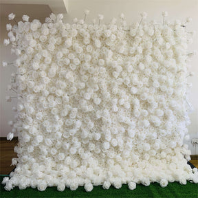 Roseytime 3D White Roses Flower Wall Roll Up Fabric Back #RTW033