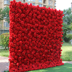 Roseytime 5D Red Flower Wall Roll Up Fabric Back #RTW108