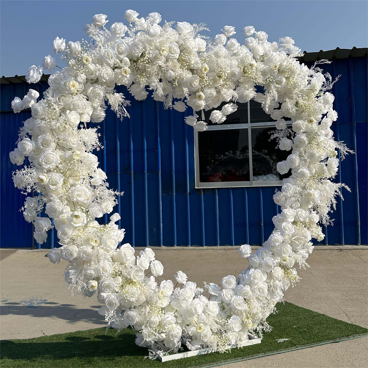 Roseytime White Heart Floral Arch With Frame For Wedding Event Decor